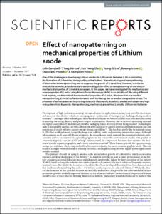 Effect of nanopatterning on mechanical properties of Lithium anode