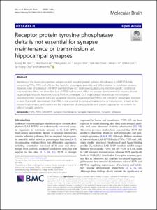 Receptor protein tyrosine phosphatase delta is not essential for synapse maintenance or transmission at hippocampal synapses
