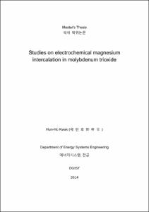 Studies on electrochemical magnesiumintercalation in molybdenum trioxide