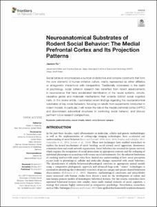 Neuroanatomical Substrates of Rodent Social Behavior: The Medial Prefrontal Cortex and Its Projection Patterns