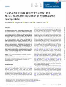 HMBA ameliorates obesity by MYH9‐ and ACTG1‐dependent regulation of hypothalamic neuropeptides
