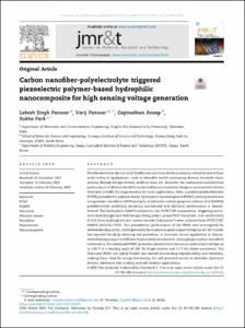Carbon nanofiber-polyelectrolyte triggered piezoelectric polymer-based hydrophilic nanocomposite for high sensing voltage generation