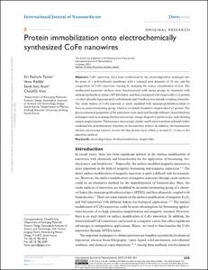 Protein immobilization onto electrochemically synthesized CoFe nanowires