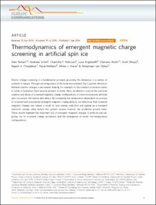 Thermodynamics of emergent magnetic charge screening in artificial spin ice