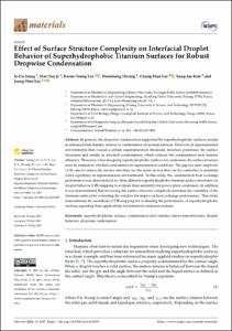 Effect of Surface Structure Complexity on Interfacial Droplet Behavior of Superhydrophobic Titanium Surfaces for Robust Dropwise Condensation