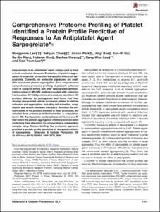 Comprehensive Proteome Profiling of Platelet Identified a Protein Profile Predictive of Responses to An Antiplatelet Agent Sarpogrelate