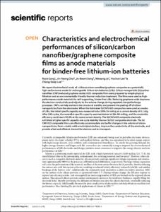 Characteristics and electrochemical performances of silicon/carbon nanofiber/graphene composite films as anode materials for binder-free lithium-ion batteries