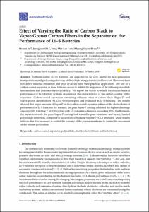 Effect of varying the ratio of carbon black to vapor-grown carbon fibers in the separator on the performance of Li–S batteries