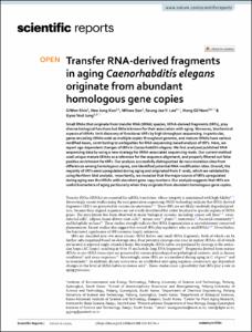 Transfer RNA-derived fragments in aging Caenorhabditis elegans originate from abundant homologous gene copies