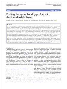 Probing the Upper Band Gap of Atomic Rhenium Disulfide Layers