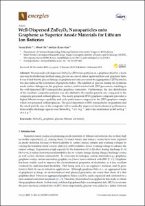 Well-Dispersed ZnFe2O4 Nanoparticles onto Graphene as Superior Anode Materials for Lithium Ion Batteries