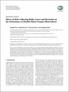 Effects of Hole-Collecting Buffer Layers and Electrodes on the Performance of Flexible Plastic Organic Photovoltaics
