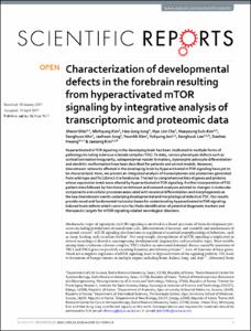 Characterization of developmental defects in the forebrain resulting from hyperactivated mTOR signaling by integrative analysis of transcriptomic and proteomic data