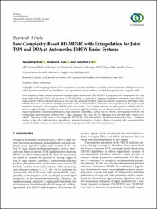 Low-Complexity-Based RD-MUSIC with Extrapolation for Joint TOA and DOA at Automotive FMCW Radar Systems