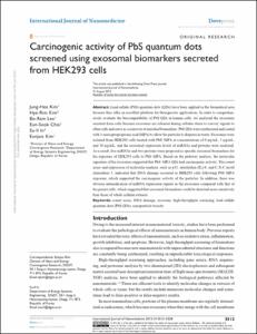 Carcinogenic activity of PbS quantum dots screened using exosomal biomarkers secreted from HEK293 cells