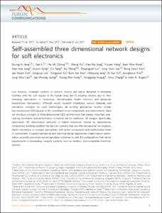 Self-assembled three dimensional network designs for soft electronics