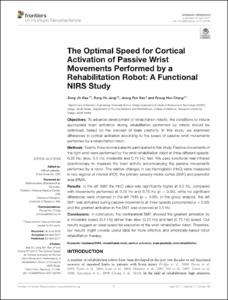 The Optimal Speed for Cortical Activation of Passive Wrist Movements Performed by a Rehabilitation Robot: A Functional NIRS Study