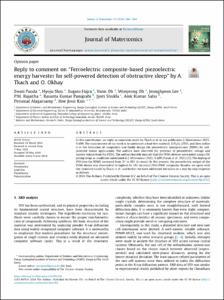 Reply to comment on “Ferroelectric composite-based piezoelectric energy harvester for self-powered detection of obstructive sleep” by A. Tkach and O. Okhay