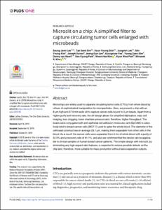 Microslit on a chip: A simplified filter to capture circulating tumor cells enlarged with microbeads