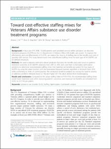 Toward cost-effective staffing mixes for Veterans Affairs substance use disorder treatment programs
