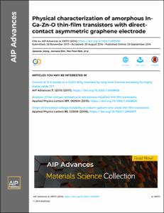 Physical characterization of amorphous In-Ga-Zn-O thin-film transistors with direct-contact asymmetric graphene electrode