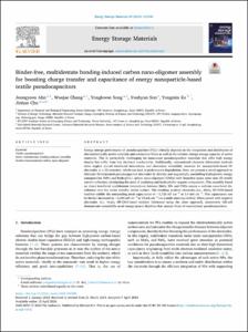 Binder-free, multidentate bonding-induced carbon nano-oligomer assembly for boosting charge transfer and capacitance of energy nanoparticle-based textile pseudocapacitors