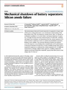 Mechanical shutdown of battery separators: Silicon anode failure