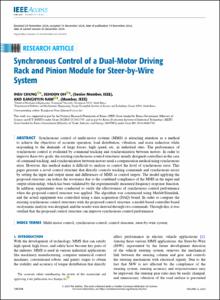 Synchronous Control of a Dual-Motor Driving Rack and Pinion Module for Steer-by-Wire System