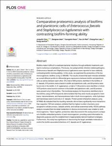 Comparative proteomics analysis of biofilms and planktonic cells of Enterococcus faecalis and Staphylococcus lugdunensis with contrasting biofilm-forming ability