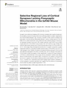 Selective Regional Loss of Cortical Synapses Lacking Presynaptic Mitochondria in the 5xFAD Mouse Model