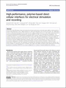 High-performance, polymer-based direct cellular interfaces for electrical stimulation and recording