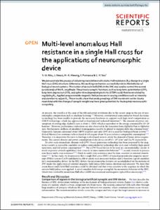Multi-level anomalous Hall resistance in a single Hall cross for the applications of neuromorphic device