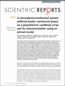 A microelectromechanical system artificial basilar membrane based on a piezoelectric cantilever array and its characterization using an animal model