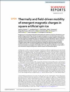 Thermally and field-driven mobility of emergent magnetic charges in square artificial spin ice