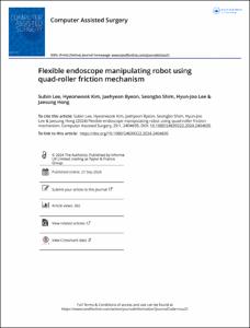 Flexible endoscope manipulating robot using quad-roller friction mechanism