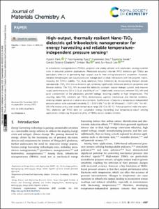High-output, thermally resilient Nano-TiO2 dielectric gel triboelectric nanogenerator for energy harvesting and reliable temperature-independent pressure sensing