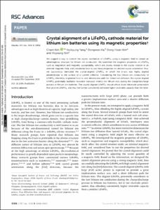 Crystal alignment of a LiFePO4 cathode material for lithium ion batteries using its magnetic properties