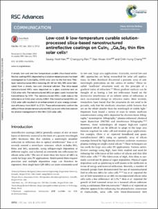 Low-cost & low-temperature curable solution-processed silica-based nanostructured antireflective coatings on CuIn1-xGaxSe2 thin film solar cells