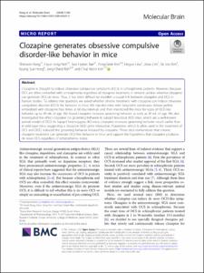 Clozapine generates obsessive compulsive disorder-like behavior in mice