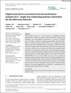 Digital-twin-driven structural and electrochemical analysis of Li+ single-ion conducting polymer electrolyte for all-solid-state batteries