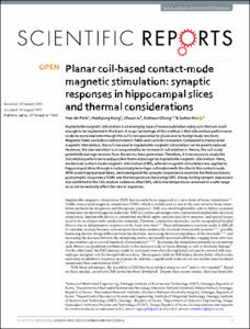 Planar coil-based contact-mode magnetic stimulation: synaptic responses in hippocampal slices and thermal considerations