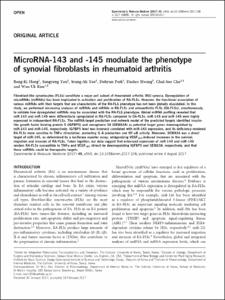 MicroRNA-143 and-145 modulate the phenotype of synovial fibroblasts in rheumatoid arthritis