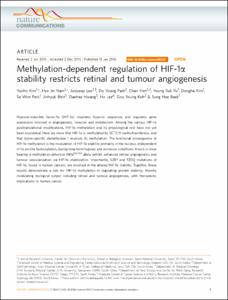 Methylation-dependent regulation of HIF-1 alpha stability restricts retinal and tumour angiogenesis