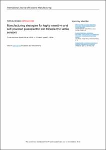Manufacturing strategies for highly sensitive and self-powered piezoelectric and triboelectric tactile sensors
