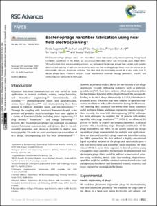 Bacteriophage nanofiber fabrication using near field electrospinning