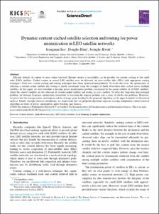 Dynamic content-cached satellite selection and routing for power minimization in LEO satellite networks