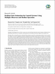 Resilient State Estimation for Control Systems Using Multiple Observers and Median Operation