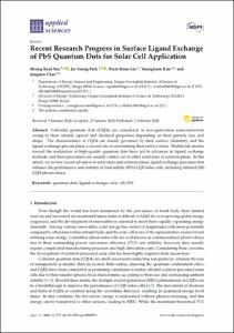 Recent Research Progress in Surface Ligand Exchange of PbS Quantum Dots for Solar Cell Application
