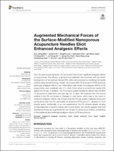 Augmented Mechanical Forces of the Surface-Modified Nanoporous Acupuncture Needles Elicit Enhanced Analgesic Effects