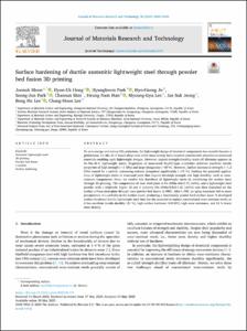 Surface hardening of ductile austenitic lightweight steel through powder bed fusion 3D printing